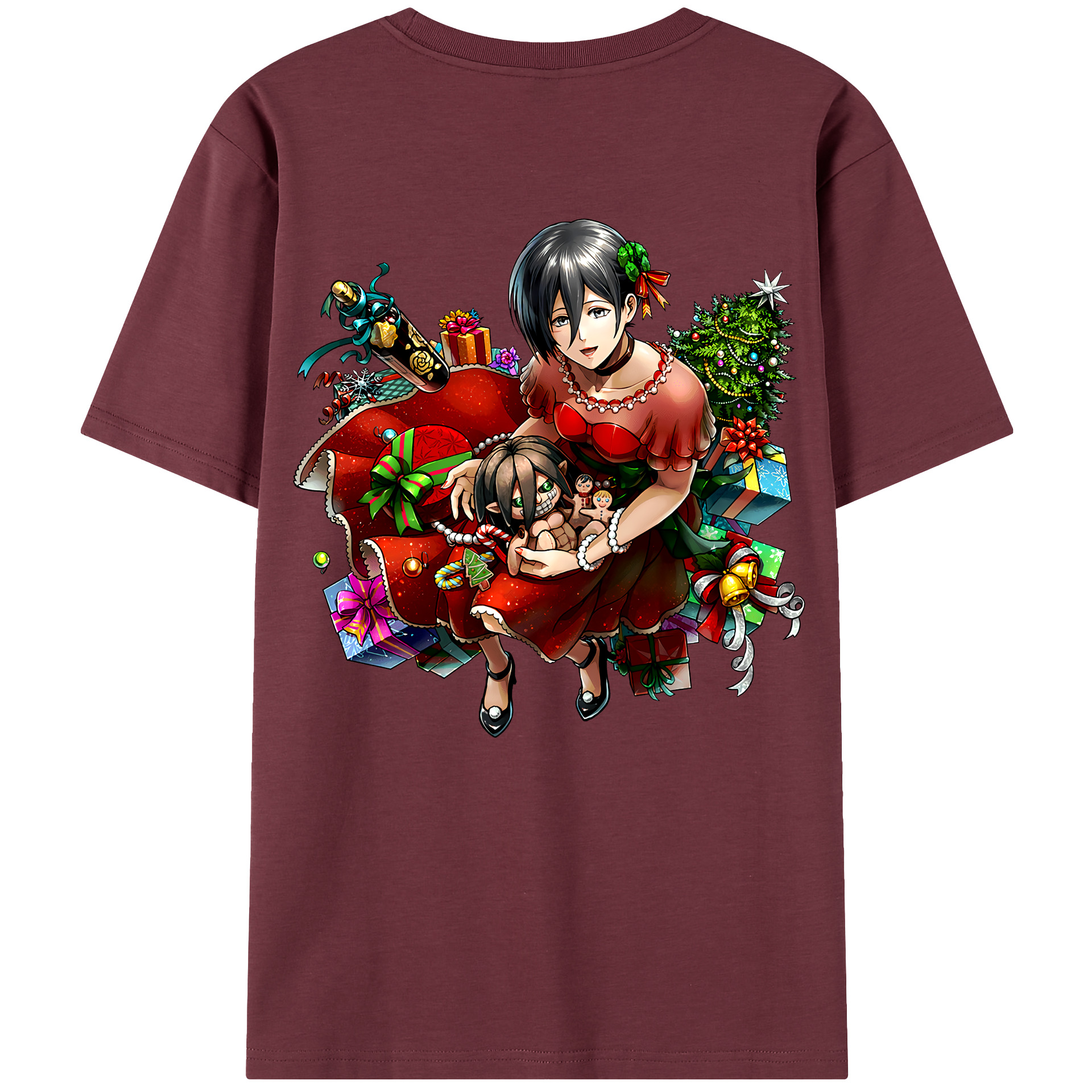（画像用） 進撃の巨人 ミカサ·アッカーマン Attack on Titan Mikasa Ackerman 綿100％半袖Tシャツ（背面プリント）